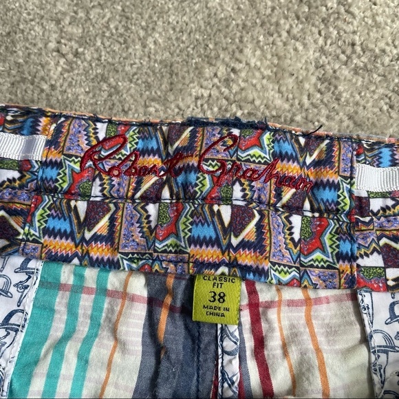 Robert Graham Multicolor Plaid Cotton Textured Light Weight Shorts EUC Size 38 - Picture 4 of 6